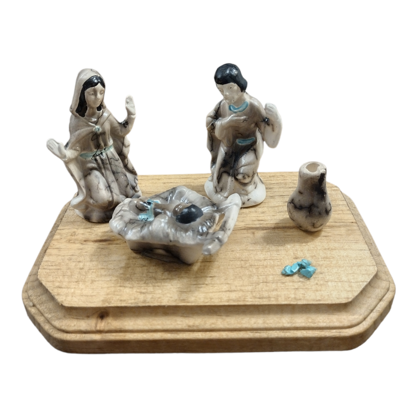 Handmade Small Horsehair Pottery Native Nativity Set without Tipi