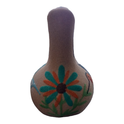 Handmade Small Native Navajo American Sand painted Wedding Vase Pottery with Double Hummingbird Design.