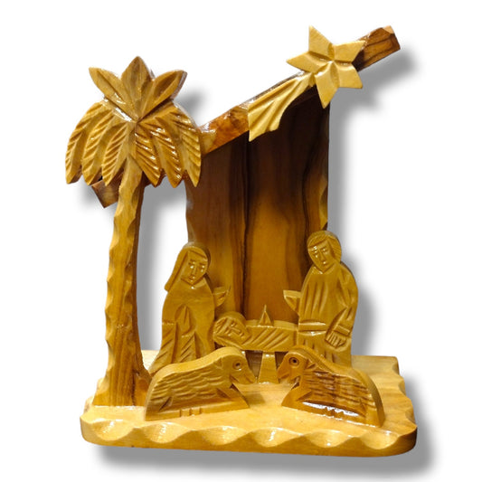 Small Hand Carved Olive Wood Nativity Set, Style 3, From the Holy Land.