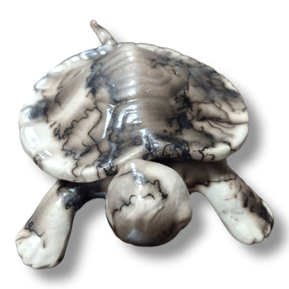 Handmade Medium Horsehair Turtle with Lid Pottery