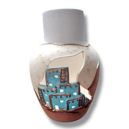 Handmade Pueblo Vase with 24k Liquid Gold Pottery