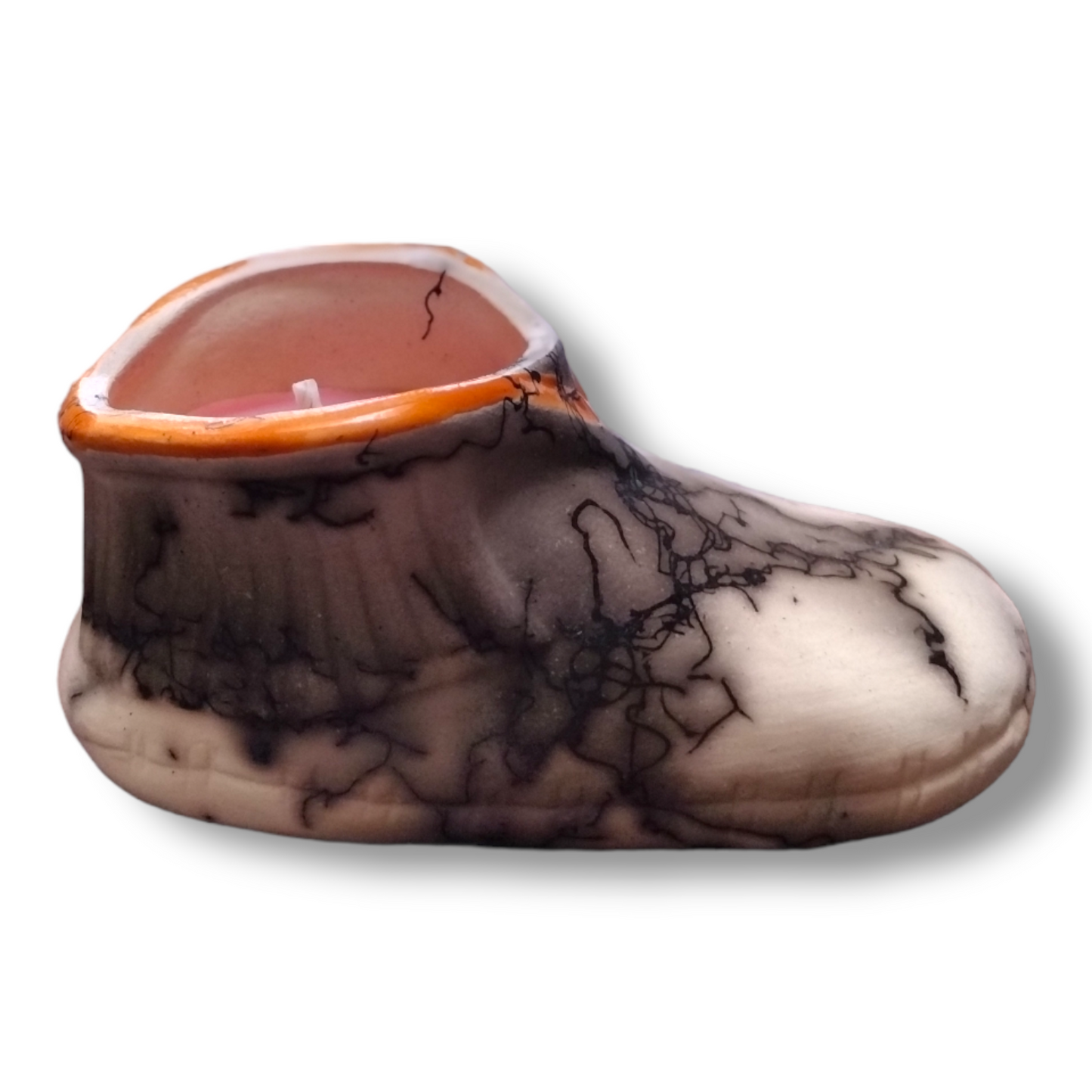 Handmade Horsehair Painted Moccasins Pottery Scented Candle