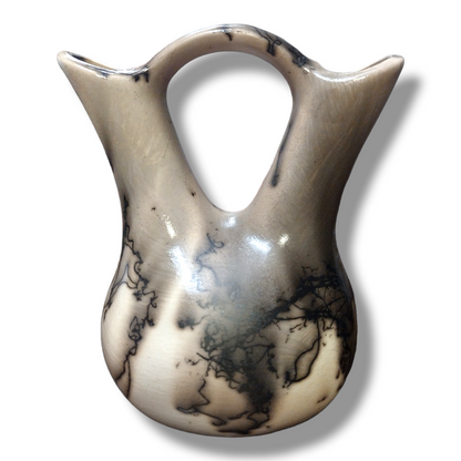 Handmade Small Horsehair Plain with Design Cutout Wedding Vase Pottery