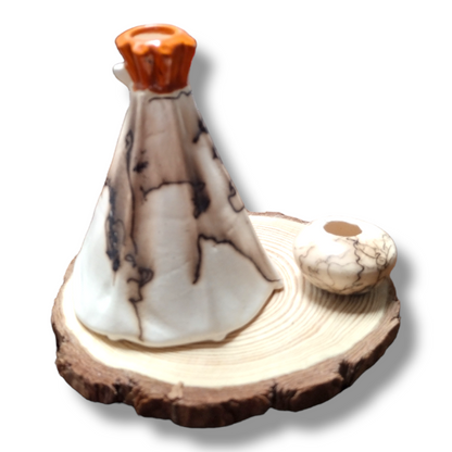 Handmade Horsehair Tepee Pottery Incense Cone Holder