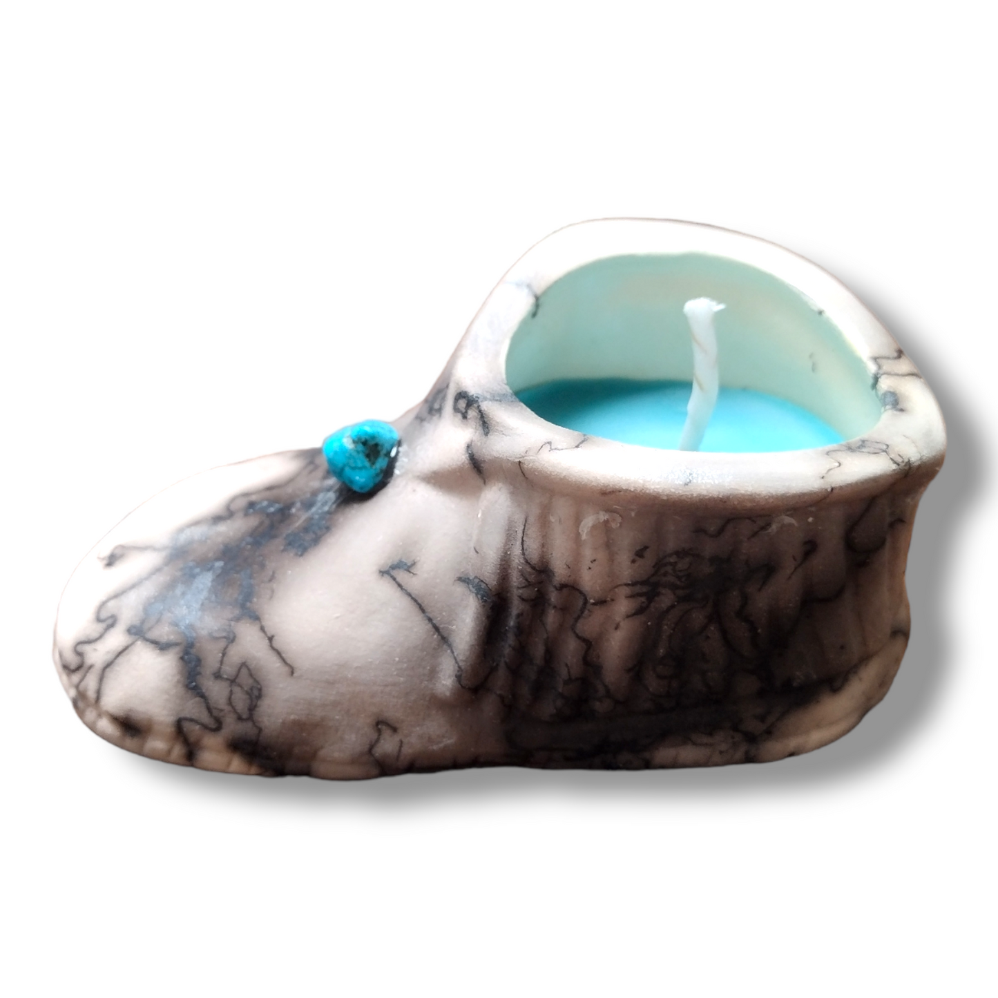 Handmade Horsehair Moccasins with Stone Pottery Scented Candle